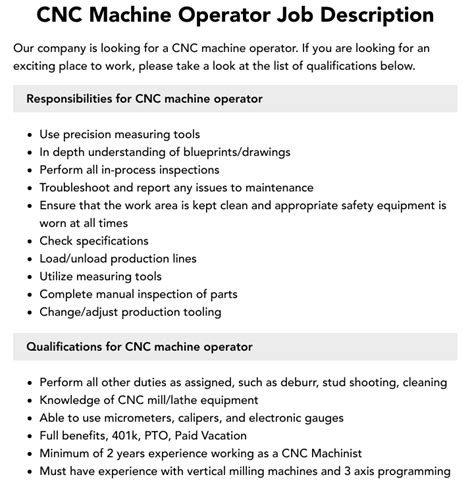 job cnc machine operator|cnc machine operator job description.